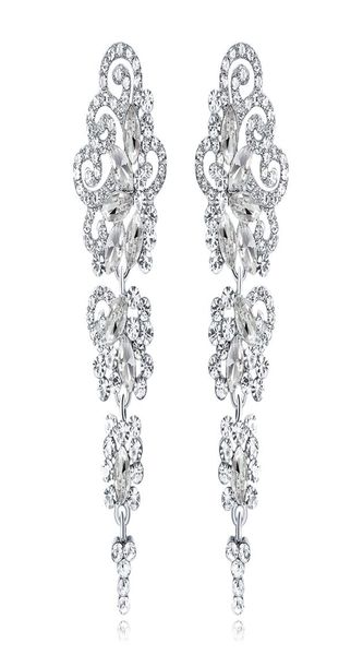 

new bridal earrings with crystals rhinestones water drop earring bridal jewelry findings wedding accessories for brides bw0425559669, White