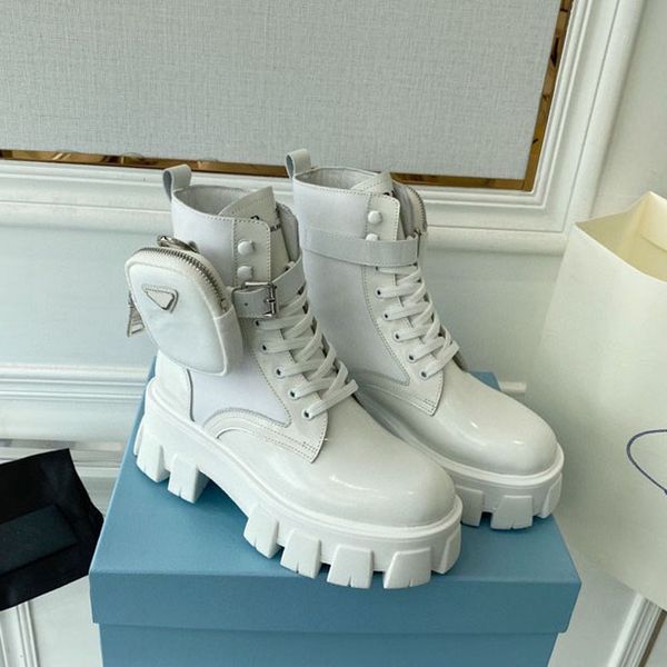 

designer boots platform women boots ladies monolith boots fashion girls leather nylon strap material detachable small wallet lady fashion bo, Black