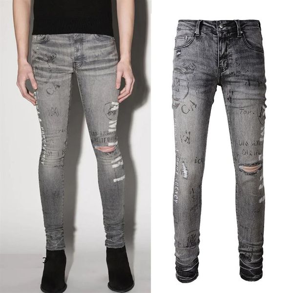

men's printed gray stretch denim jeans slim fit zip close details246x, Blue