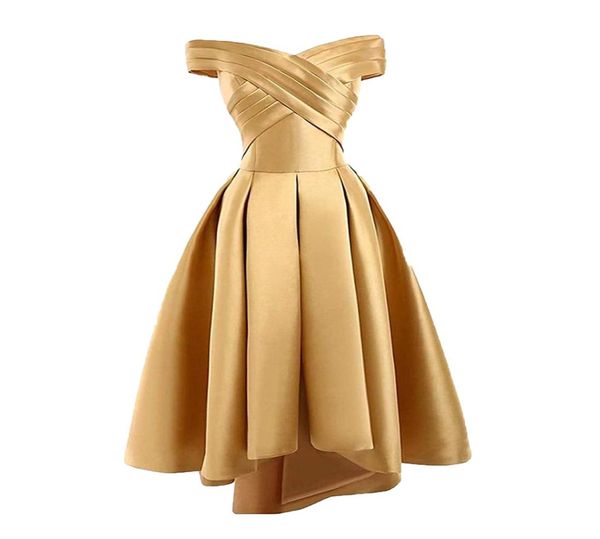 

women039s off shoulder gold satin short prom dresses high low homecoming dress lace up back cocktail party gowns 8th grad8915357, Black