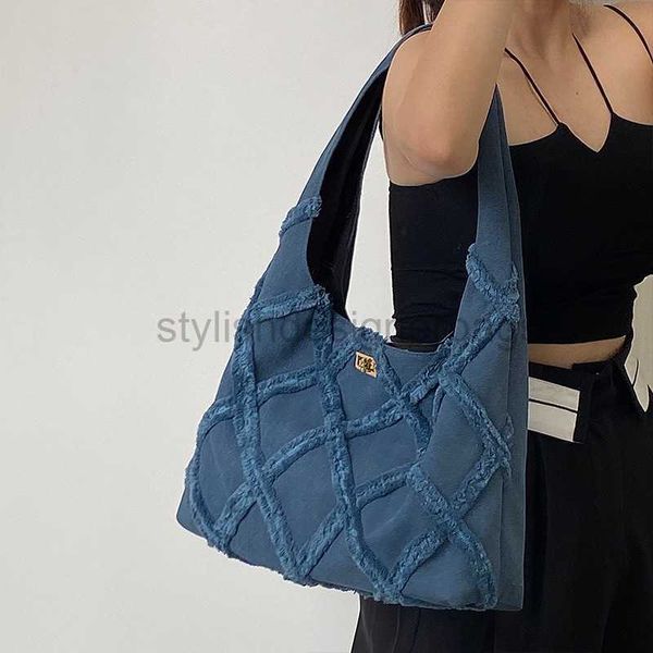 

shoulder bags 2023 new fashion denim canvas women's bag personalized street tassel large capacity casual tote bag shoulder bagstylishde