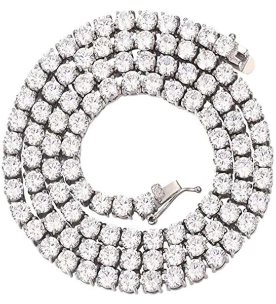 

hip hop iced out chain stainls steel cubic zirconia diamond tennis pendant necklace jewelry for men women y00955431723, Silver