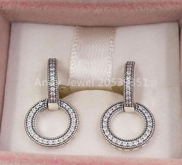 

andy jewel authentic 925 sterling silver studs sparkling double hoop earrings fits european p style studs jewelry 299052c012413838, Golden;silver