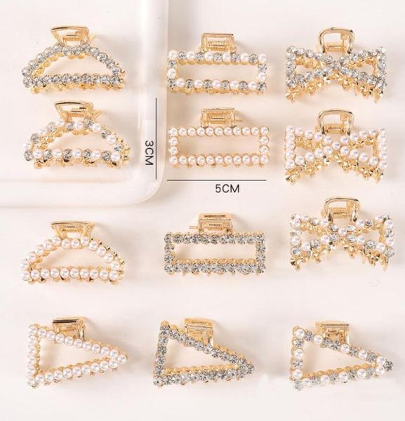 

fashion bow imitation pearl hair claw crab clamp gold silver metal crystal clamps clip geometric hairpin styling accessories6992322, Slivery;golden