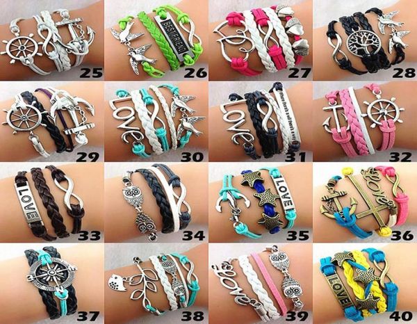 

whole mix different styles 30pcs retro women039s alloy and leather multilayer handmade cuff bracelets brand new45986444466189, Golden;silver