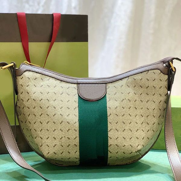 

half moon hobo bag classics crossbody croissant bags handbags women shoulder bags purse stripe old flower moon pvc genuine leather removable
