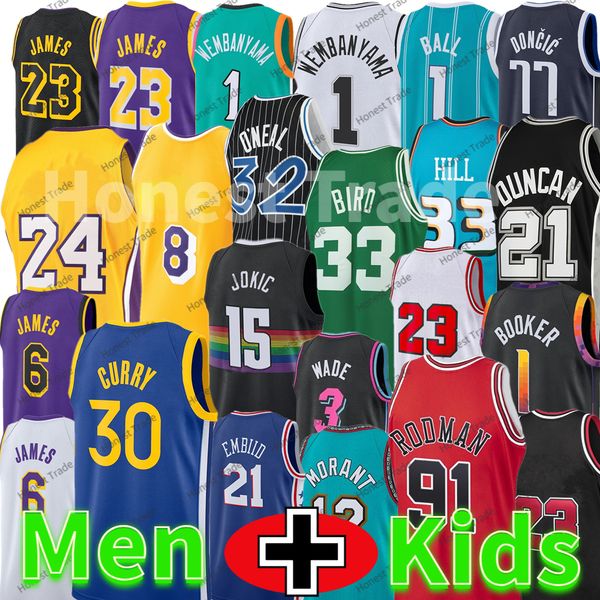 

jimmy butler basketball jerseys 6 james 23 tracy mcgrday dennis rodman wembanyama wade 30 curry jayson tatum larry bird lamelo ball men yout, Black