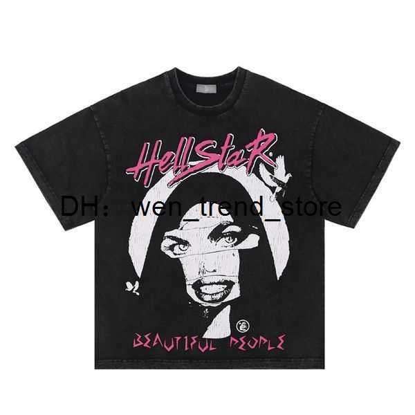 

men t shirts hip hop hellstar crack portrait print graphic shirt vintage wash design tshirt 2023 streetwear distressed 1 3gma, White;black