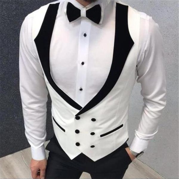 

white double breasted fashion wedding vests men's waistcoat slim fit groom vests business suit vest mens vest formal party254e, White;black