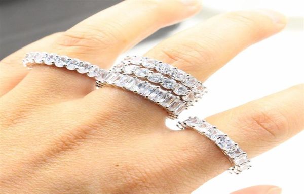 

vintage fashion jewelry real 925 sterling silver princess white z cz diamond eternity women wedding engagement band rings gift6205450, Slivery;golden