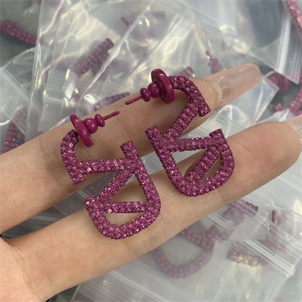 

letter v earring logo valentinolies stud earing women hoop designer luxury jewelry woman v logo crystal earrings 1256, Golden;silver