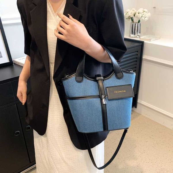 

luxury h ermes vegetable tote bags online shop bucket bag for women 2023 new canvas with pu fabric contrast color handbag small design high