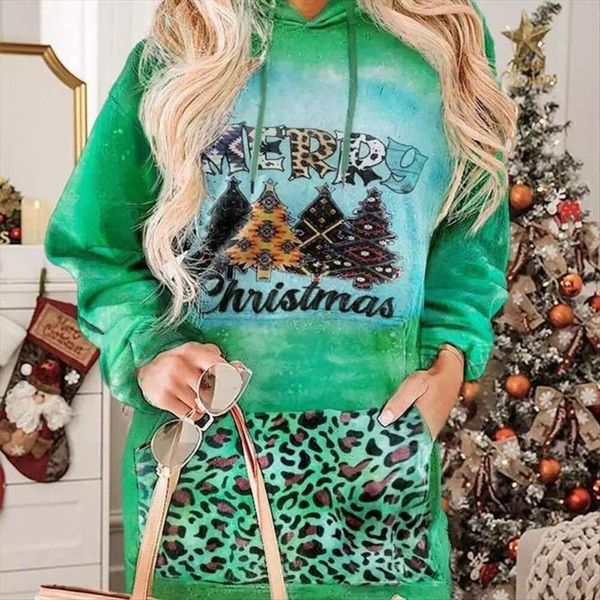 

womens clothing christmas tree leopard aztec geometric tie dyed hooded mini dress, Black;gray