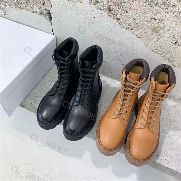 

women designer boots calfskin boots triumphal flat shoes guneine leather booties winter womens shoes rubber platform boots, Black