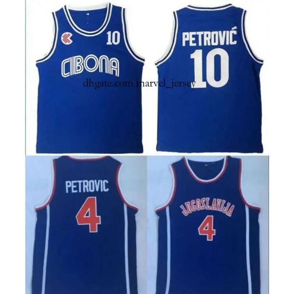 

vintage basketball jerseys #10 cibona drazen petrovic #4 jugoslavija yugoslavia ed men shirts, Black