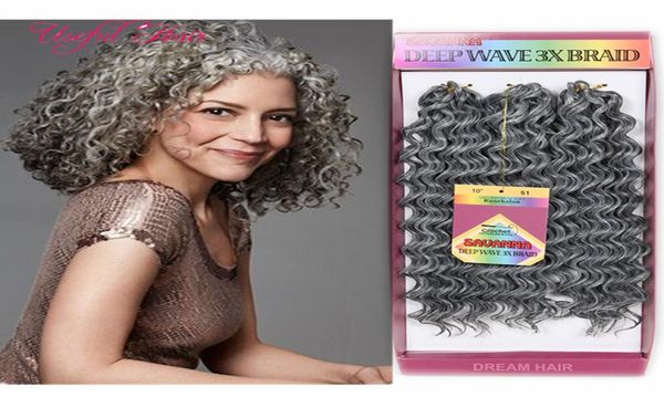 

synthetic braided deep wave hair style 3pcpack bouncy curl 10inch tress water wave hair crochet braids deep curly hair 3x bra9296750, Black
