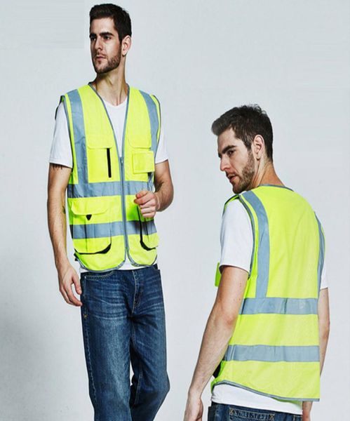 

reflective vest outdoor riding safety sanitation workers clothing traffic car vests high visibility fluorescent yellow coat9126127, Black;green