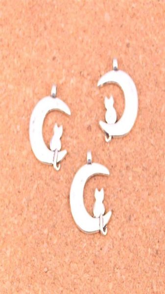 

88pcs charms moon cat antique silver plated pendants making diy handmade tibetan silver jewelry 22 18mm282x1767872, Bronze;silver