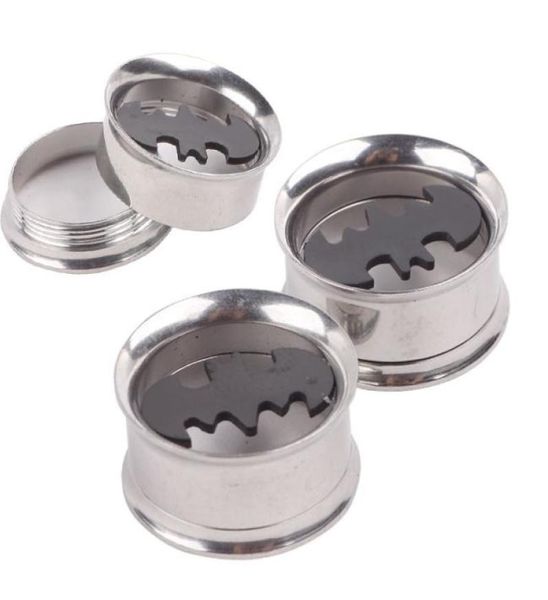 

batman plugs logo screw fit stainless steel ear plugs flesh tunnelsgauges kitearring piercing summer jewelry tunnels kits2047647, Silver