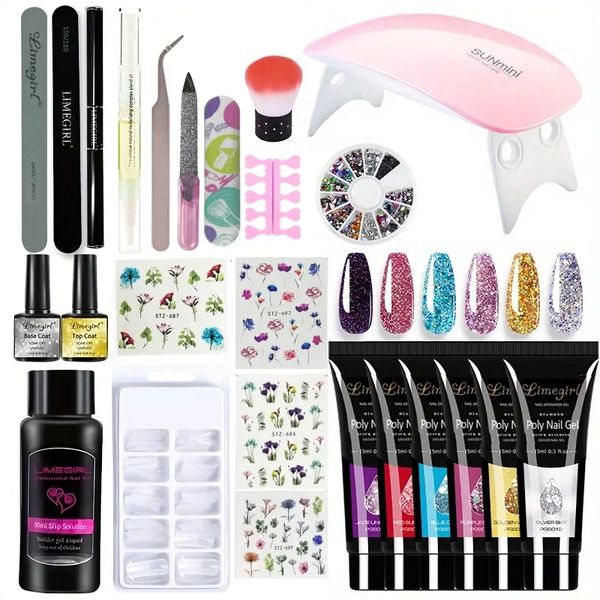 

professional nail set with nail lamp, nail drill machine, and manicure kit - includes soak-off gel polish and nail art tools for perfect nai