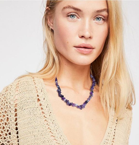 

fashion clavicle chain natural small stone choker necklace for women irregular stone beaded charm necklace elegant jewelry gift5547853, Silver