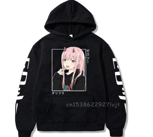

darling in the franxx anime harajuku zero two beautiful girl printed sweatshirt chic hip hop hooded streetwear women y03192667991, Black