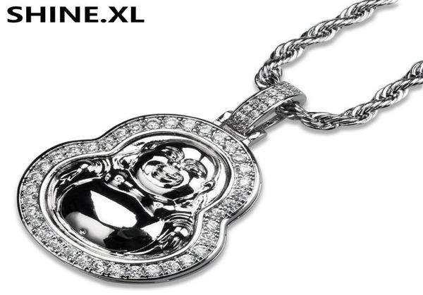 

hip hop jewelry chain gold silver color plated maitreya pendant necklace iced out cz stone gold chians for women men jewelry8500782