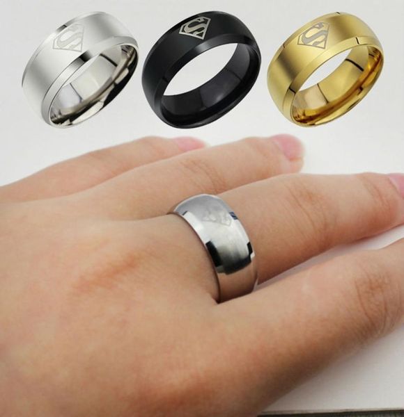 

2019 fashion jewelry simple men ring superman logo finger rings 3 colors titanium steel ring 316 stainless steel ring1987766, Silver