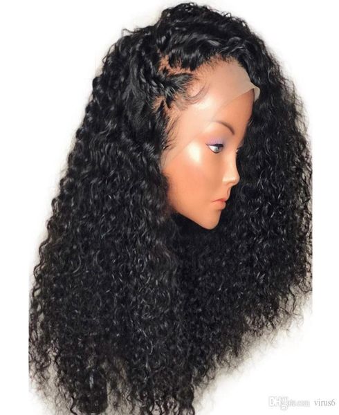 

brazilian lace wig with baby hair long curly virgin brazilian glueless 13x4 deep part lace front curly human hair wigs full ends5120825, Black;brown