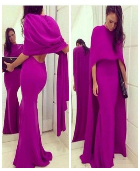 

elie saab 2016 two pieces prom dresses with cape fuschia long mermaid prom party dresses formal pageant prom gowns mayr5779438, Black
