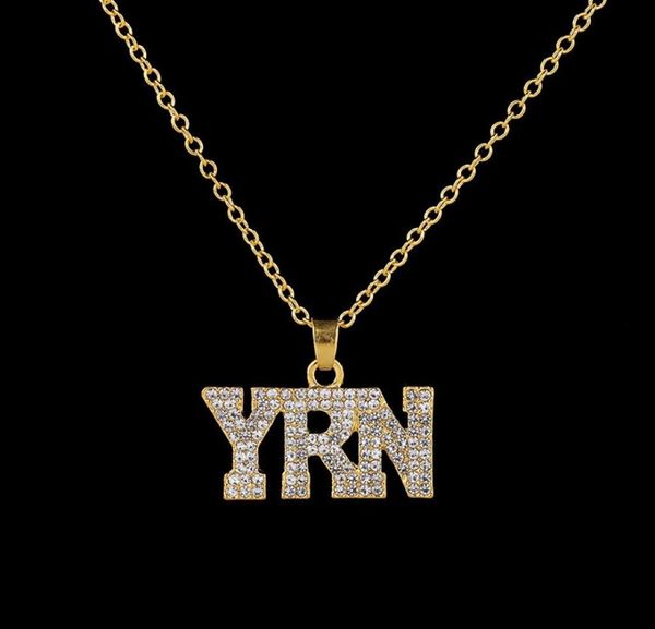 

exquisite rhinestone letter yrn pendant necklaces men039s zircon hip hop jewelry color silver gold long chain necklace2361177