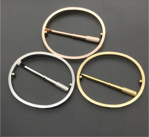 

men bracelets designer jewelry gold white gold silver bangle with screwdriver stainless steel lovers charm friendship custom cuffs6100402, Black