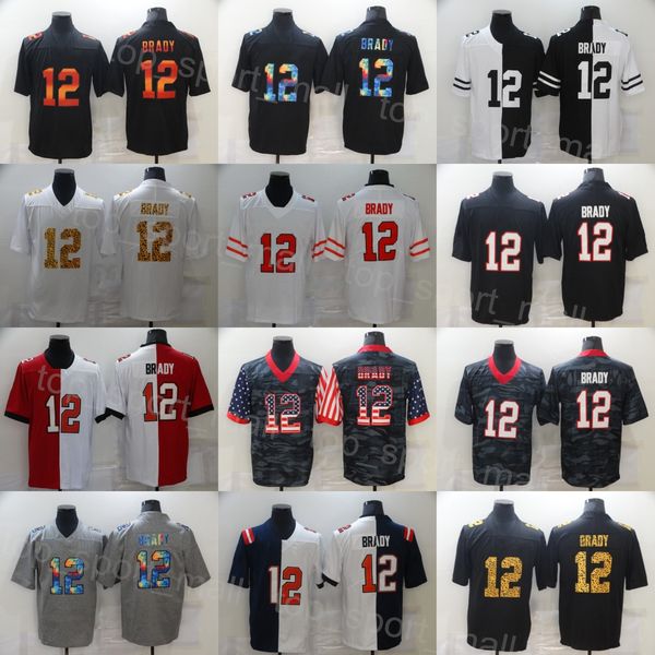 

man 12 tom brady football jersey hemp grey drift rainbow leopard grain usmc olive salute to service camo vapor untouchable color rush stitch, Black;red