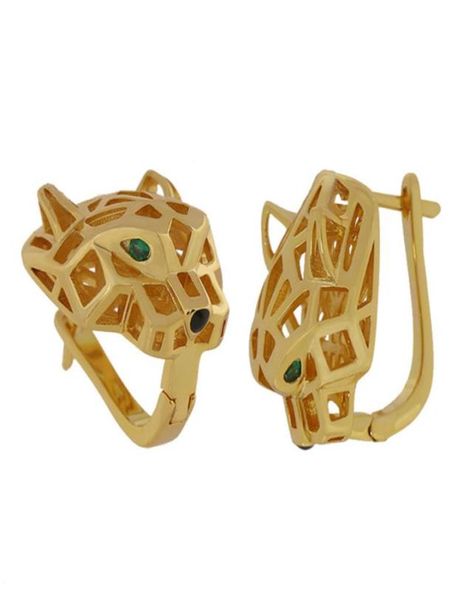 

fashion accessories stud earrings exquisite copper gilt hollowedout green eye tiger leopard head opening ring jewelry womens and 6757993, Golden;silver