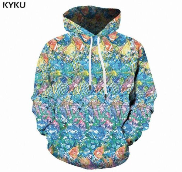 

3d hoodies anime sweatshirts men psychedelic hooded casual funny 3d printed ocean sweatshirt printed fish hoodie print h09092247826, Black