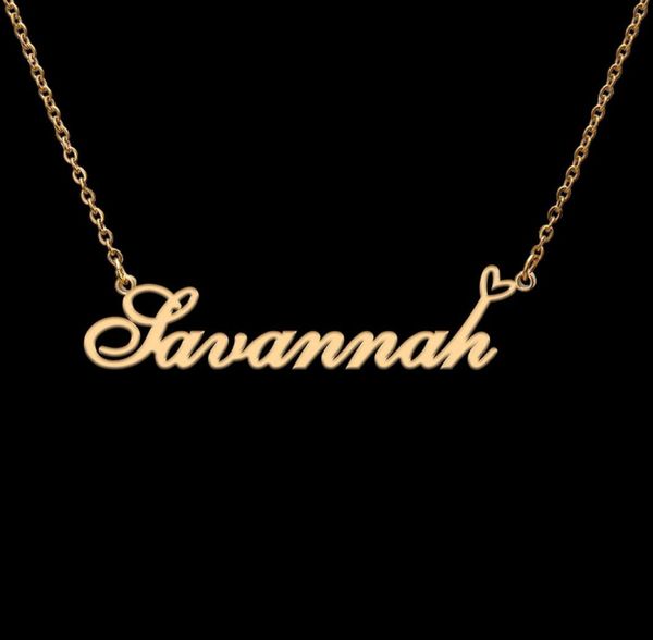 

charms god with love heart personalized character necklace name savannah for friend jewelry gift6500150, Bronze;silver