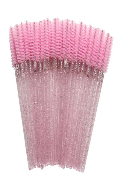 

shiny eyelash brush disposable eyebrow brushes mascara wands applicator lash curling comb grafting beauty makeup tool 50 sets dhl9018721