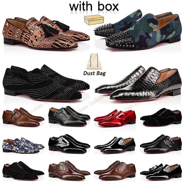 

2023 new dress shoes red men bottoms sneakers vintage low cut loafers leather spikes fashion luxury rivets classic casual outdoor platform t, Black