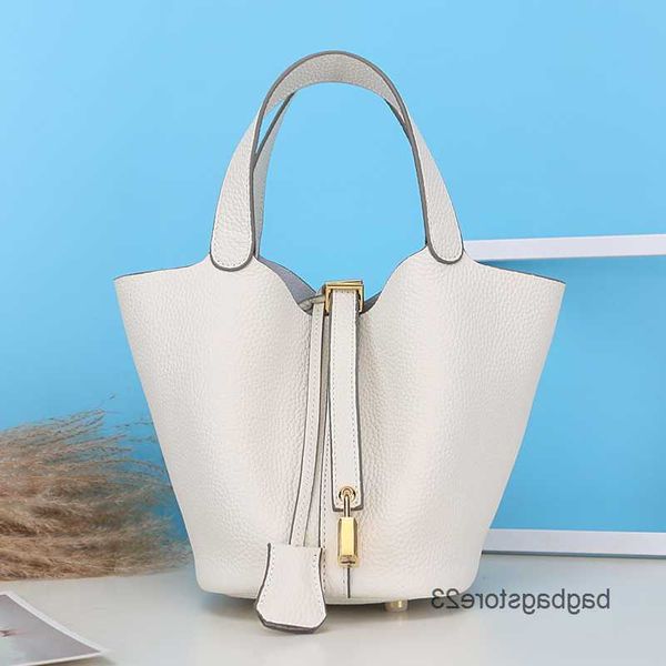 

bags gold portable tote hremes bag women's fashion picotin hardware basket leather lock bucket soft designer leisure hand 18cm uj9r