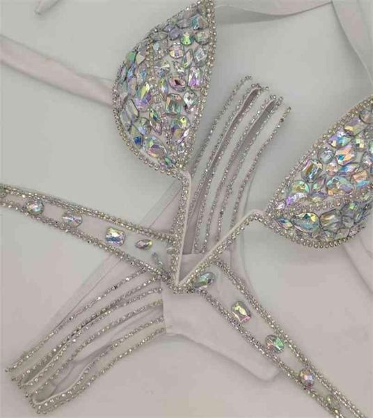 

vacation v collar swimwear daimond bikini set push up swimsuit bling s bathing suit 2107229927396, White;black