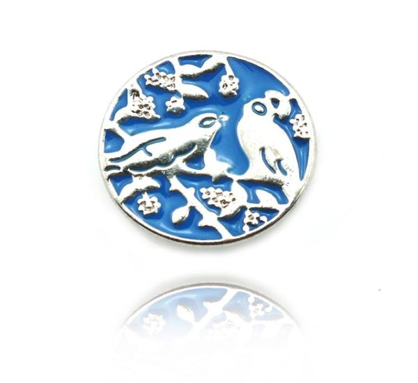 

newly fashion 18mm snap buttons blue alloy vintage birds metal clasps fit diy noosa bracelets accessories jewelry7667284