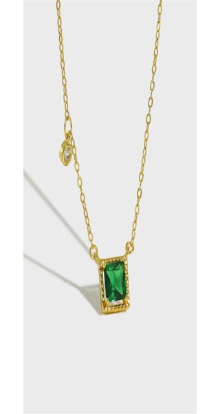 

charm chain necklace emerald green zircon fine jewelry 100 real 925 sterling silver pendant necklaces for women ymn089296q9411299