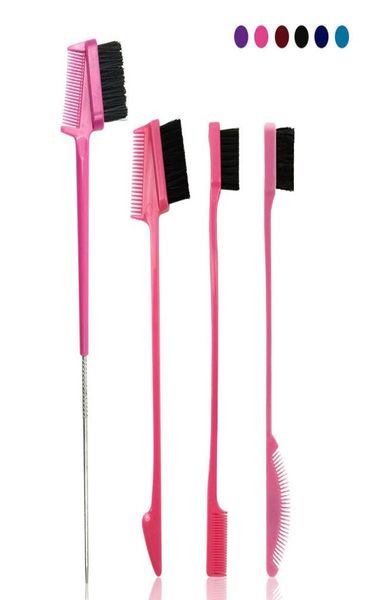 

double side edge hair comb brush for hairstyling salon professional accessories eyebrowbrush random color sending2892570, Silver
