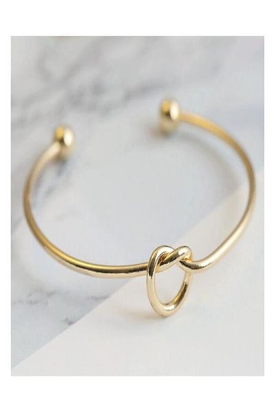 

europe and united states metal gold sliver rose gold color jewelry simple wind bracelet personalized knot gifts bracelet tie bangl2479747, Black