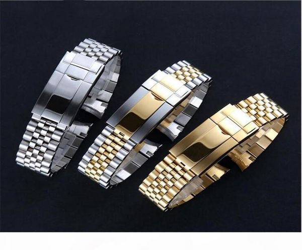 

luxury watchband 20mm watch band strap 316l stainless steel bracelet curved end silver watch accessories suitable for gmt watches4472544, Black;brown