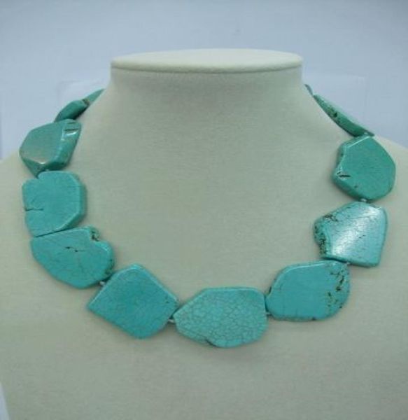 

nts112new fashion turquoise bead cham style dangle necklace charm style8755076, Silver