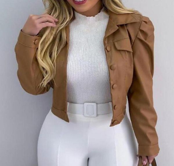 

women faux leather jacket 2022 autumn zipper biker outerwear korean fashion motorcycle cardigan coat jackets1589918, Black;brown