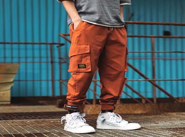 

big pockets cargo pants fashion classic men039s sweatpants cotton hip hop homme trousers army streetwear plus size6597233, Black