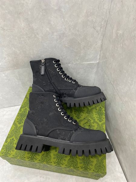 

luxury rickes owenes canvas boots designer rickowen mens womens boot womens shoes platform sneaker ankle booties leather high thick shoelace, Black