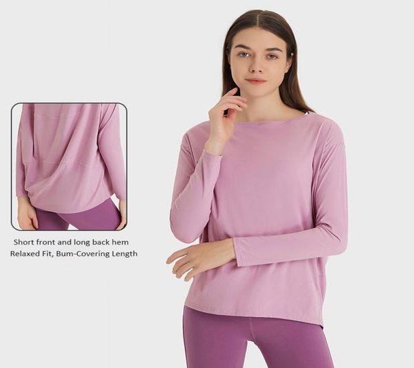 

back in action long sleeve shirt women yoga bumcovering length sweatshirts fitness teeshirt soft relaxed fit casual wea9972916